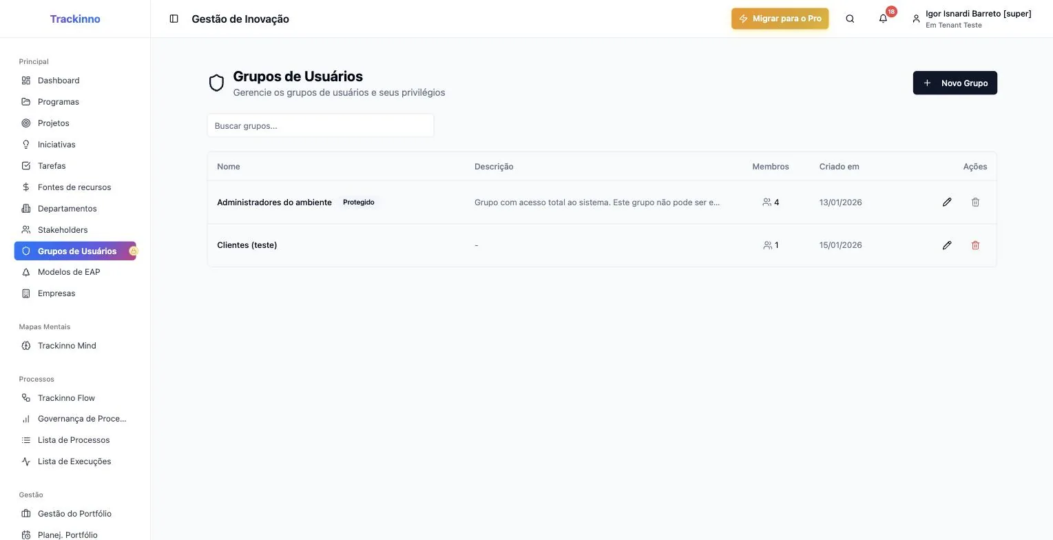 Segurança & Governança de acesso: Cada um vê o que deve. Nada some sem rastro.